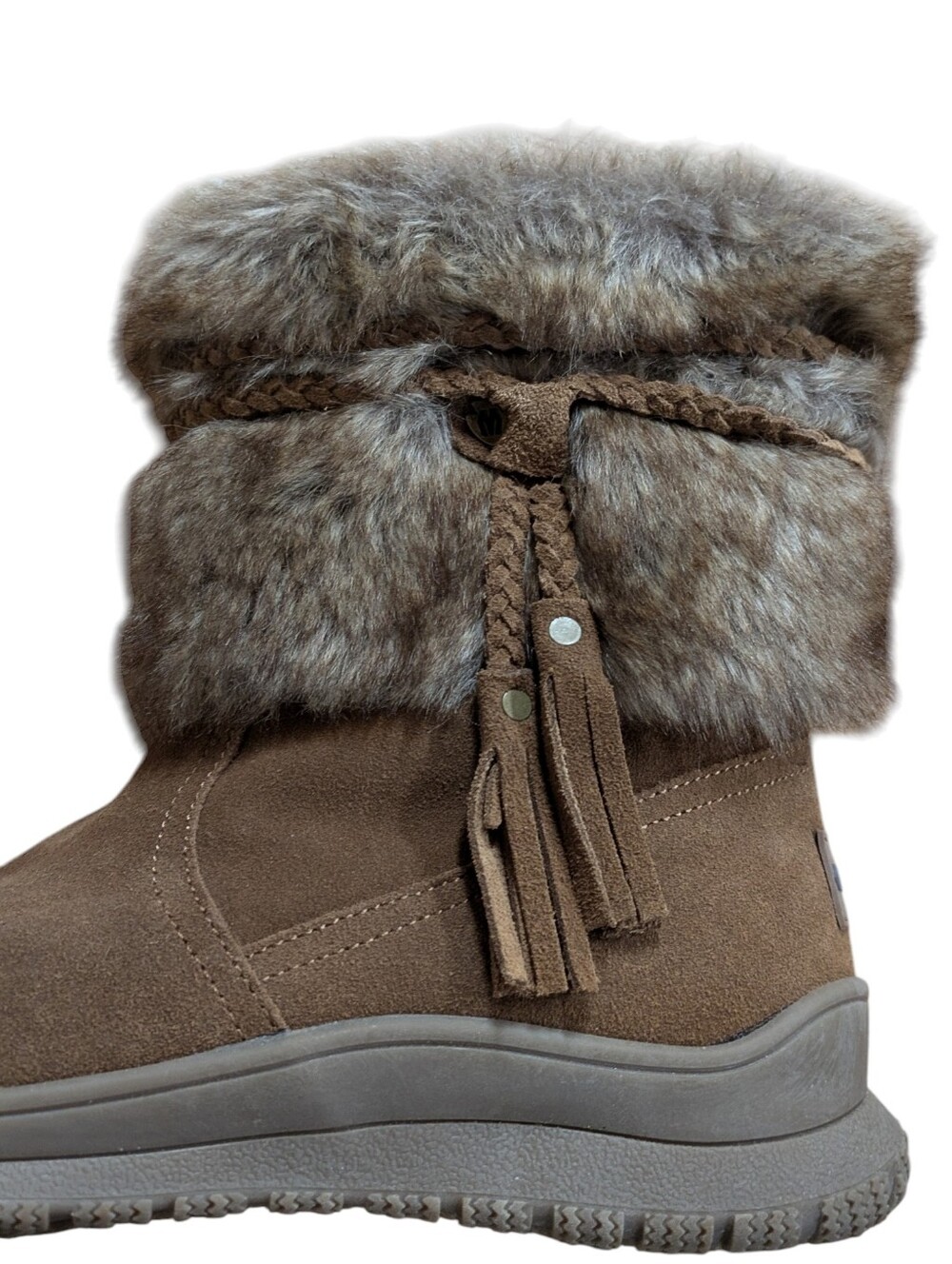 Minnetonka Suede Everett Boot Brown Faux Fur Size 8 - Picture 6 of 12